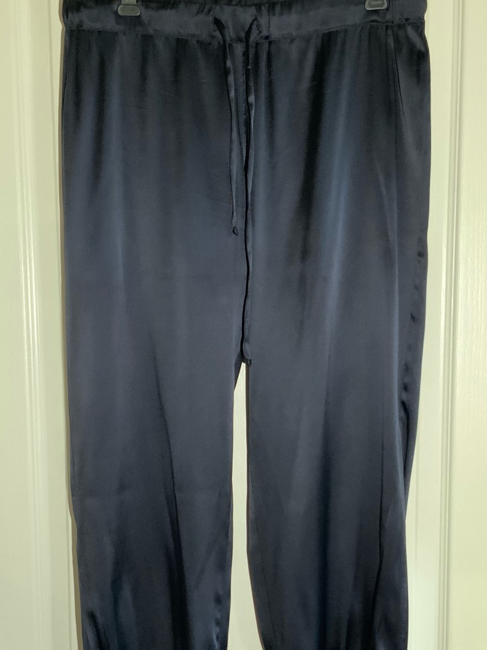 Women’s Navy Satin Drawstring Joggers
